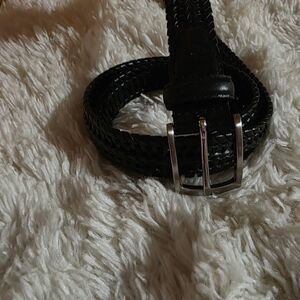 DOCKERS Black Braided Belt with Silver Buckle Sz. 40